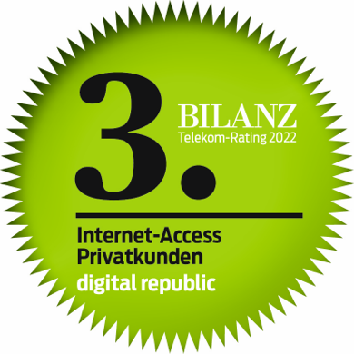 Le sceau de la troisième place du Bilan Rating des fournisseurs d'accès à Internet
