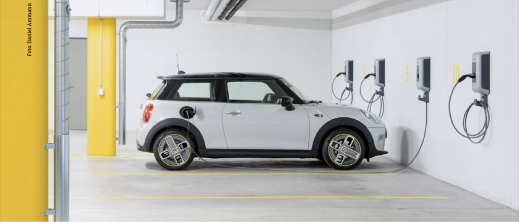 Car at smart e-charging stations

