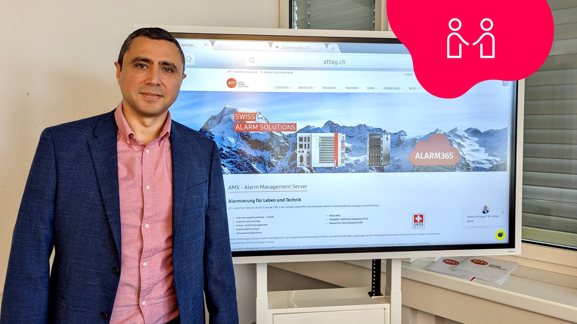 ATT AG CEO Abdullah Toprak vor Screen mit Alarm Management Schema