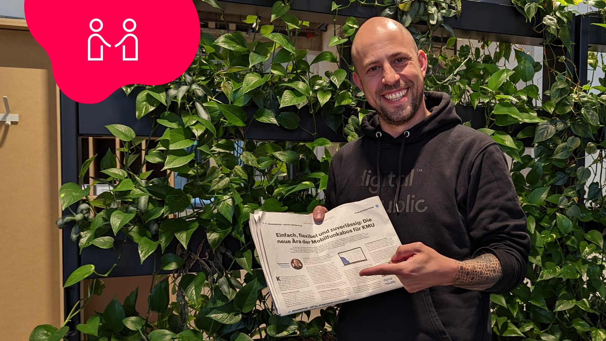 Raphi mit seinem Print-Beitrag zu Mobilfunkabos für KMU