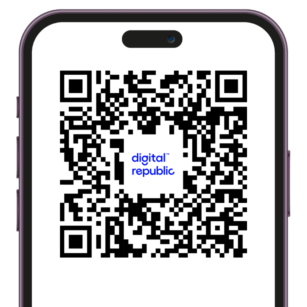 Die Travel eSIM von Digital Republic. Einfach QR Code scannen und loslegen.